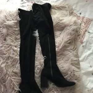 Jeffrey Campbell Black Over the Knee Suede Boots